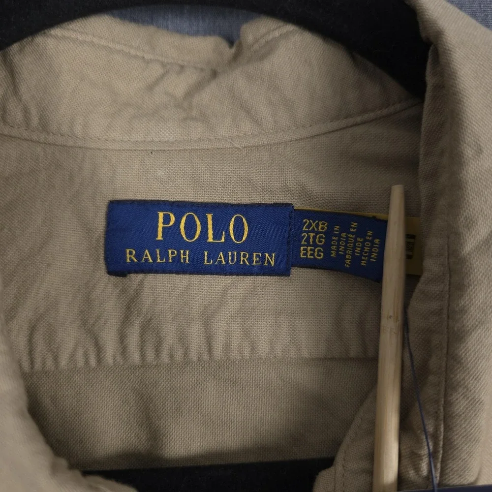 Polo Ralph Lauren Garment-Dyed Oxford Overshirt Mens 2XB Surrey Tan Full Zip New